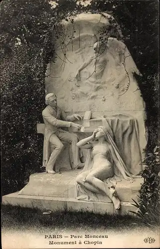 Ak Paris VIII, Parc Monceau, Monument à Chopin