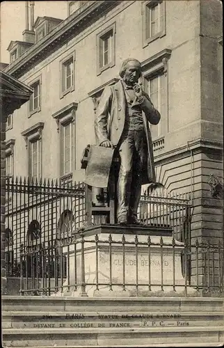 Ak Paris V, Collége de France, Statue de Claude Bernard