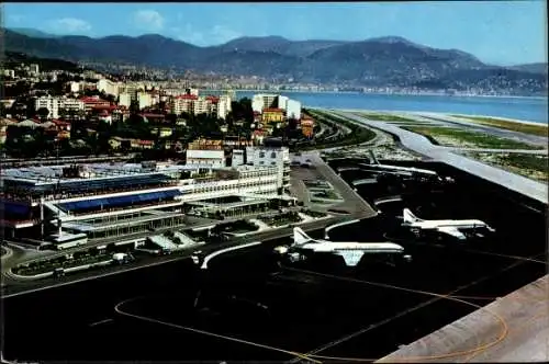 Ak Nice Nizza Alpes Maritimes, Flughafen, Fliegeraufnahme