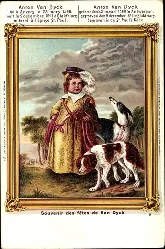 Künstler Ak Van Dyck, Kinderportrait, Hunde