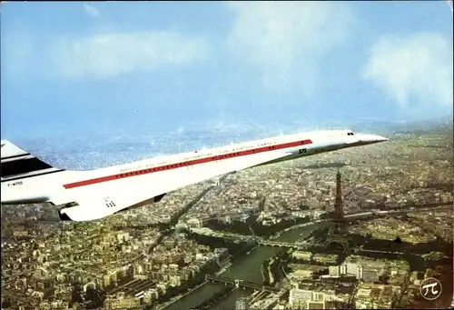 Ak Avion supersonique, 136 passagers, Air France, Flugzeug Concorde, Französisches Passagierflugzeug