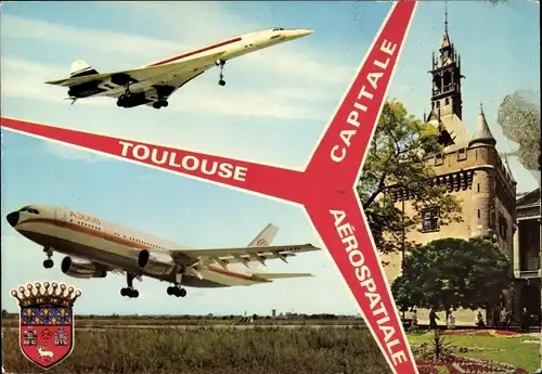 Ak Toulouse Haute Garonne, Capitale Aerospatiale, Concorde, L'Airbus A 300 B, Le Donjon du Capitole