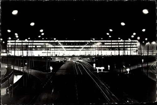 Ak Orly Val de Marne, Aéroport de Paris-Orly, Installations terminales, Vues de nuit, Nachtaufnahme