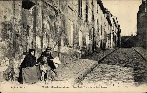 Ak Paris XVIII. Arrondissement Buttes-Montmartre, Le trois Amies de la Rue Cortol