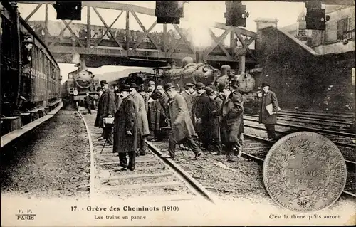 Ak Paris, Greve des Cheminots, Les trains en panne, Bahnstreik