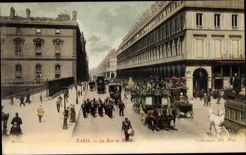 Ak Paris I. Arrondissement Louvre, La Rue de Rivoli