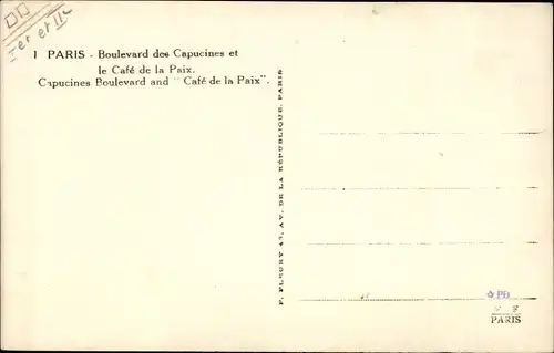 Ak Paris I. Arrondissement Louvre, Boulevard des Capucines et le Cafe de la Paix