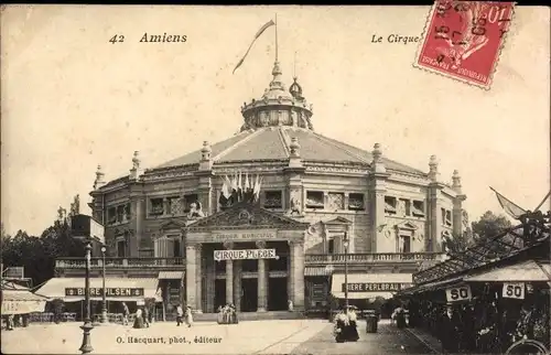 Ak Amiens Somme, Cirque municipal, Buden, Zirkusgebäude
