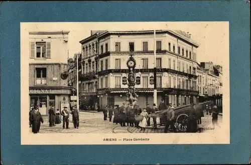 Passepartout Ak Amiens Somme, Place Gambetta, Horloge