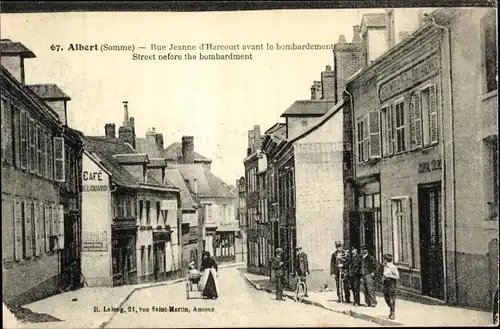 Ak Albert Somme, Rue Jeanne d'Harcourt, Avant le bombardement