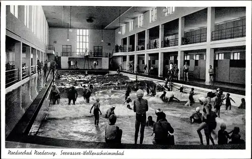 Ak Norderney, Seewasser Wellenschwimmbad, Badegäste