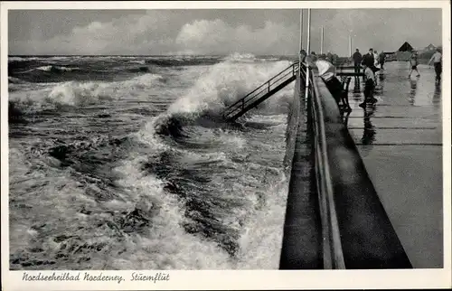 Ak Norderney in Ostfriesland, Sturmflut