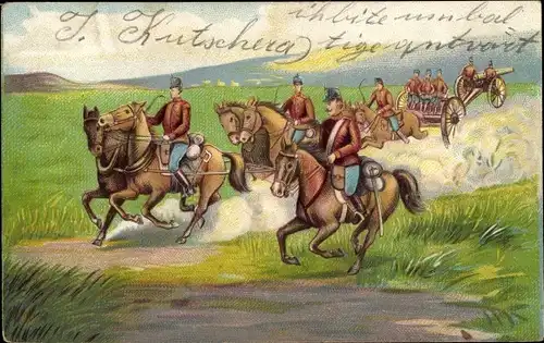 Litho Ungarisches Heer, Kuk Soldaten, Gefechtszug, Reiter