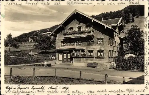 Ak Aach Oberstaufen im schwäbischen Kreis Oberallgäu, Cafe und Pension Seywald, Frontansicht