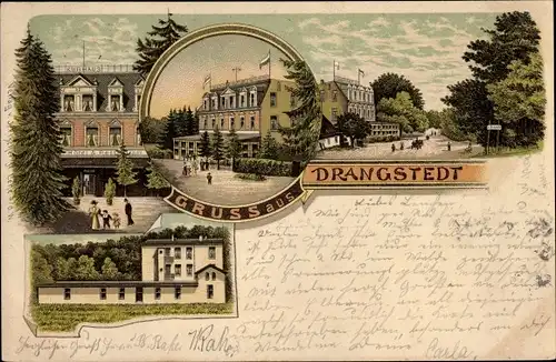 Litho Drangstedt Geestland, Hotel und Restaurant, Kurhaus, Teilansichten