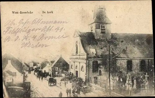 Ak Westrozebeke Westroosebeke Westflandern, Kirche