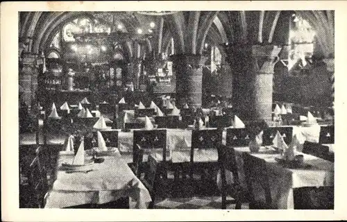 Ak Gand Gent Ostflandern, Raadskelder, Restaurant, Innenansicht