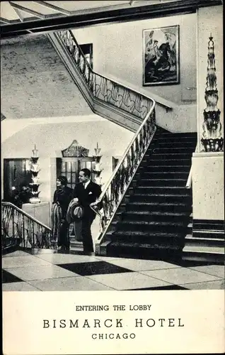 Ak Chicago Illinois USA, Bismarck Hotel, Entering the Lobby, Innenansicht