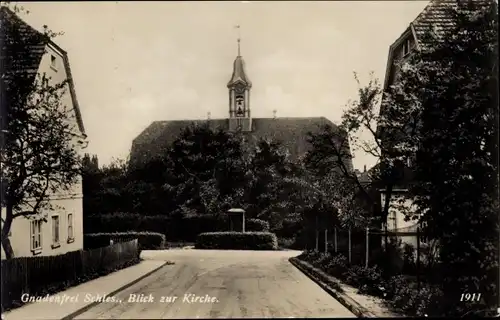 Ak Piława Górna Gnadenfrei Schlesien Blick zur Kirche