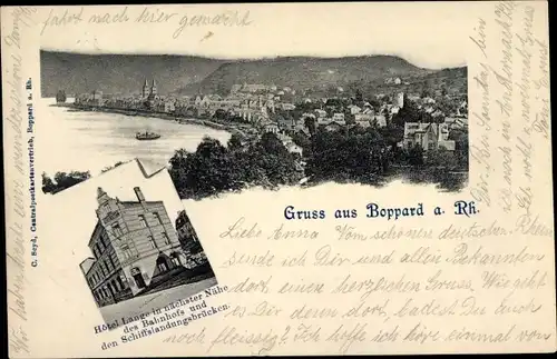 Litho Boppard am Rhein, Gesamtansicht, Hotel Lange