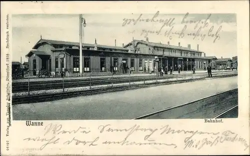 Ak Wanne Eickel Herne im Ruhrgebiet, Bahnhof, Gleisseite