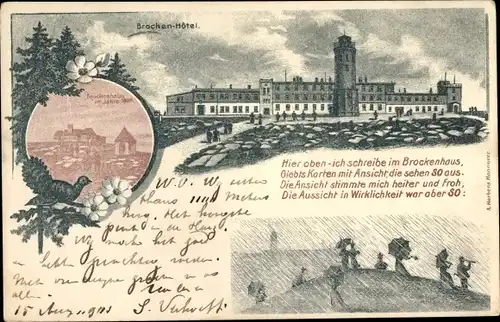 Litho Wernigerode, Brockenhotel, Brockenhaus im Jahre 1806