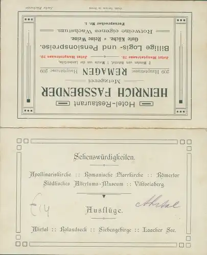 Landkarten Klapp Ak Remagen am Rhein, Apollinariskirche, Romanische Pfarrkirche, Viktoriaberg