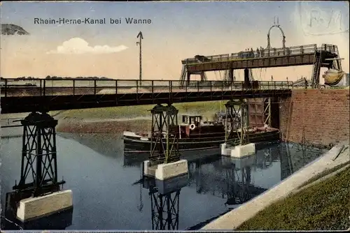 Ak Wanne Eickel Herne im Ruhrgebiet, Rhein-Herne-Kanal Schleuse