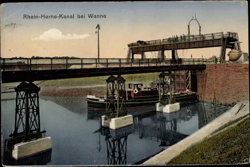 Ak Wanne Eickel Herne im Ruhrgebiet, Rhein-Herne-Kanal, Schleuse