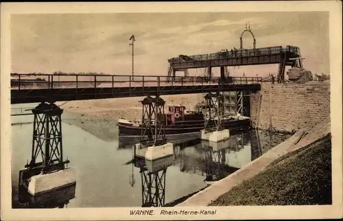 Ak Wanne Herne im Ruhrgebiet, Rhein Herne Kanal, Schleuse