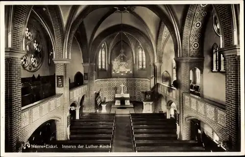 Ak Wanne Eickel Herne im Ruhrgebiet, Lutherkirche, Innenansicht