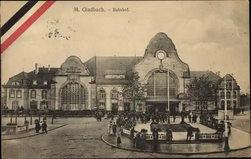 Ak Mönchengladbach am Niederrhein, Bahnhof, Straßenseite