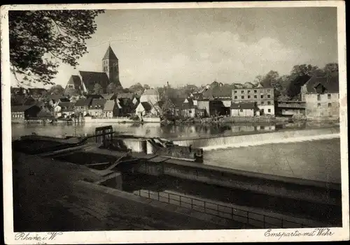 Ak Rheine in Westfalen, Teilansicht, Wehr