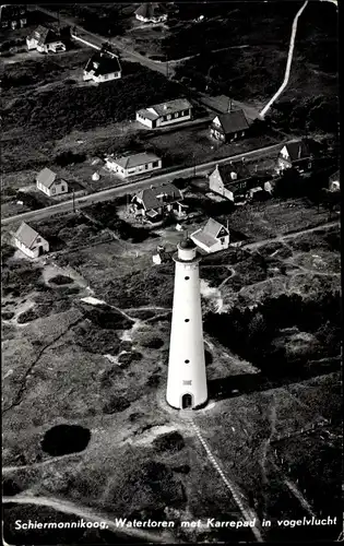 Ak Schiermonnikoog Friesland Niederlande, Watertoren, Karrepad, Vogelvlucht