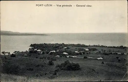 Ak Port Léon Papua Neuguinea, Panorama vom Ort, Meer