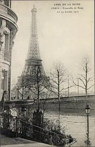 Ak Paris VII, Passerelle de Passy, 29. Januar 1910