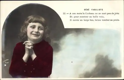 Ak Bebe Fabuliste, A ces mots le Corbeau ne se sent pas de joie, Kinderportrait