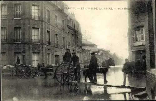 Ak Elbeuf Seine Maritime, La Crue de la Seine, Rue Henry