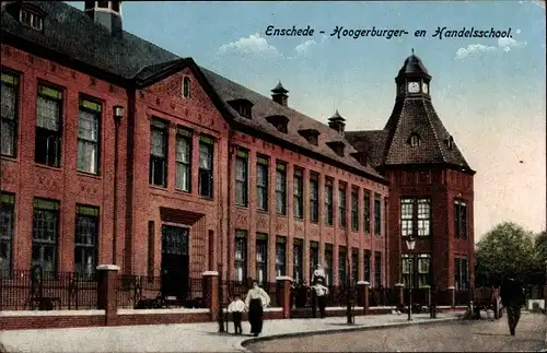 Ak Enschede Overijssel Niederlande, Hoogerburger- en Handelsschool