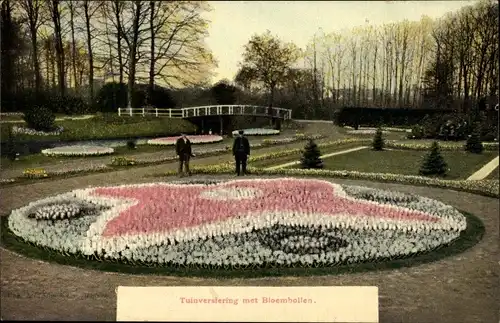 Ak Tuinversiering met Bloeemholten, Parkanlagen, Blumen, Stern