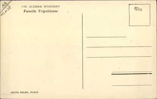 Ak Tunesien, Scenes d'Orient, Famille Tripolitaine
