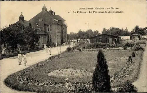 Ak Speyer am Rhein, La Pelouse, La Promenade des Malades