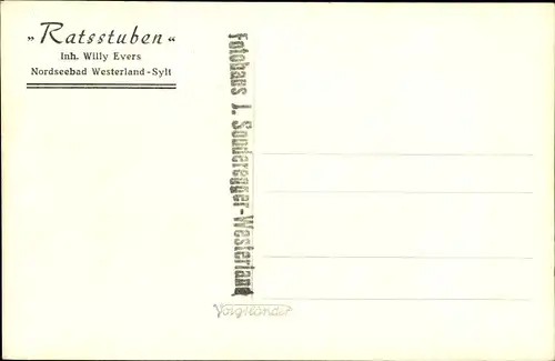 Ak Westerland auf Sylt, Gaststätte Ratsstuben