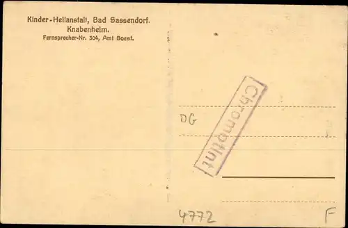 Ak Bad Sassendorf in Westfalen, Kinderheilanstalt, Knabenheim, Seitenansicht