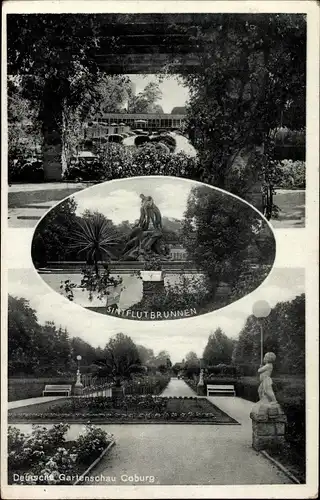 Ak Coburg in Oberfranken, Deutsche Gartenschau, Sintflutbrunnen