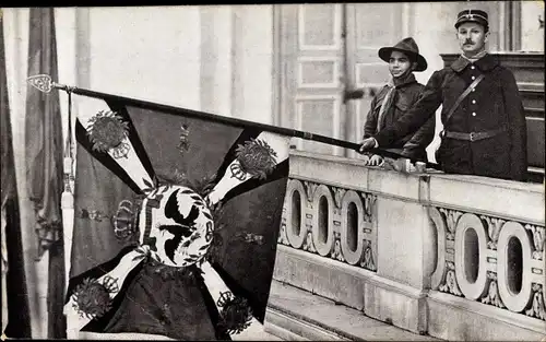 Ak Eroberte Fahne, Pfadfinder, drapeau d'Infanterie Bavaroise, Inf. Rgt. VI 132