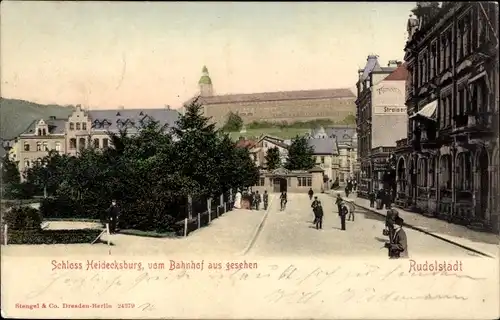 Ak Rudolstadt in Thüringen, Schloss Heidecksburg vom Bahnhof gesehen