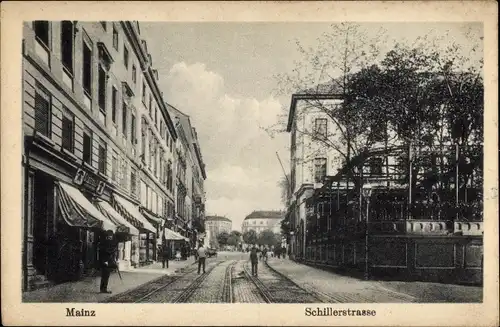 Ak Mainz, Blick in die Leibnitzstrasse, Schillerstraße