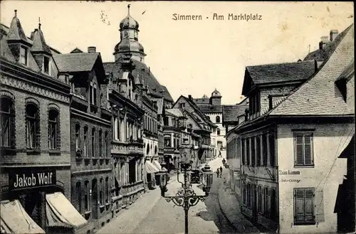 Ak Simmern im Hunsrück, Marktplatz, Geschäft