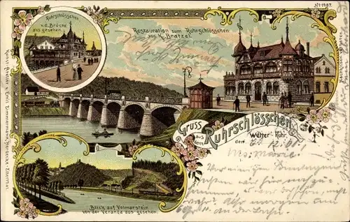 Litho Wetter an der Ruhr, Restaurant zum Ruhrschlößchen, Volmarstein